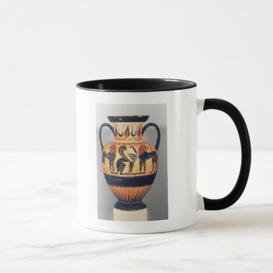 Chalcidian black figure amphora depicting a sphinx mug