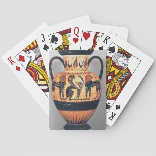 Chalcidian black figure amphora depicting a sphinx poker cards (Back)