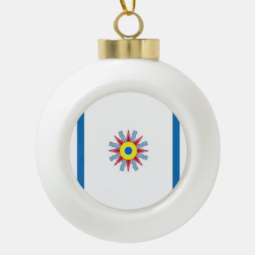Chaldean Flag Christmas Ceramic Ball Ornament