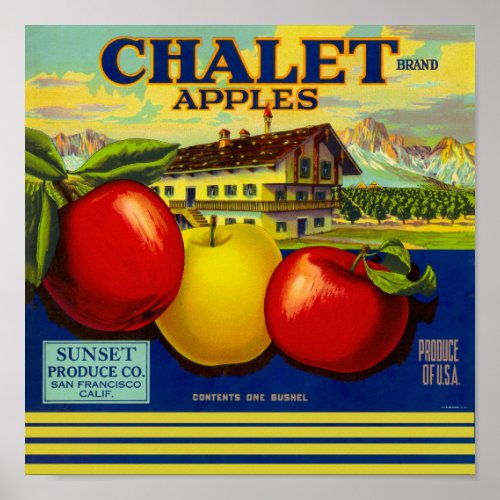 Chalet Apples packing label Poster