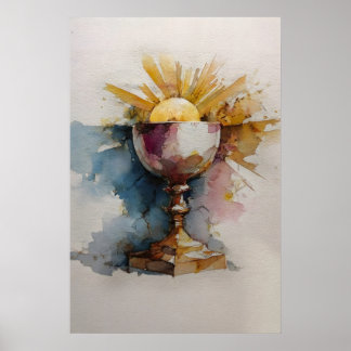 Chalice And Host Watercolor Print Minimalist
