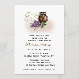 Chalice, Cross, Grapes Communion Invitation