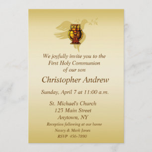 Chalice, Eucharist and Dove Christian Invitation