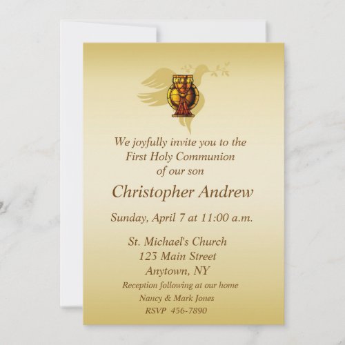 Chalice, Eucharist and Dove Christian Invitation