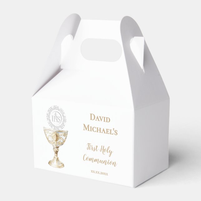 Chalice Host First Holy Communion Favor Boxes (Front Side)