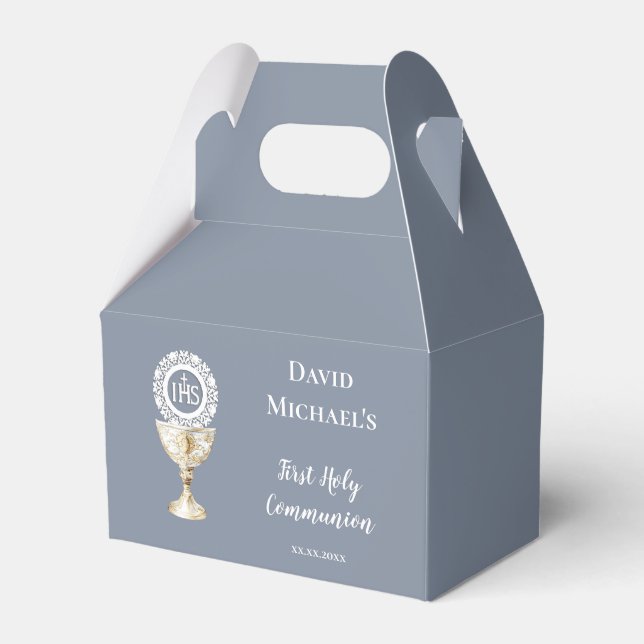 Chalice Host First Holy Communion Favor Boxes (Front Side)