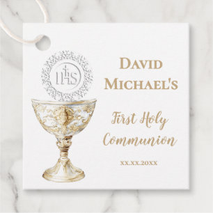 Chalice Host First Holy Communion Favor Tags