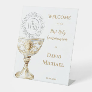 Chalice Host First Holy Communion welcome Pedestal Sign
