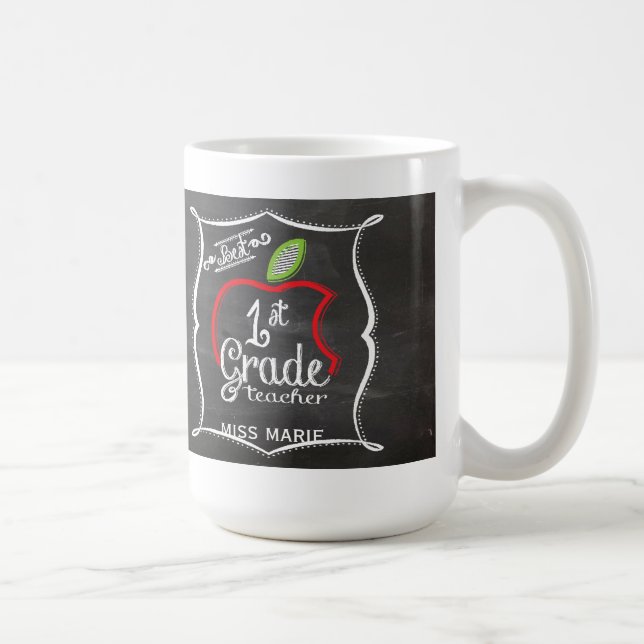 Chalk 1st Grade | Personalized Teachers Coffee Mug (Right)