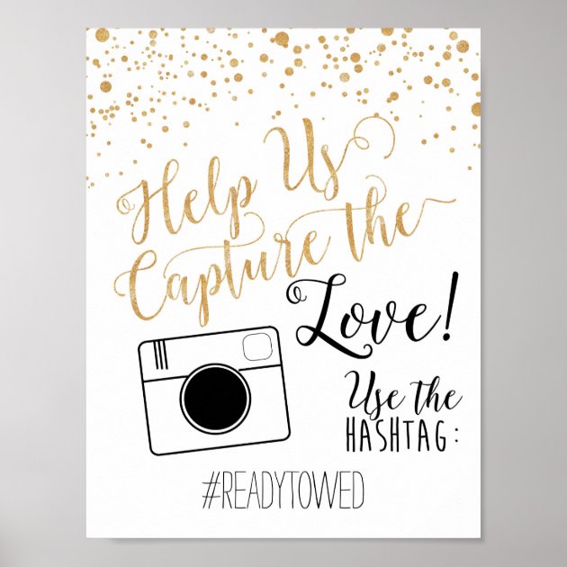 Chalk And Glitter Wedding Hash Tag Sign Poster