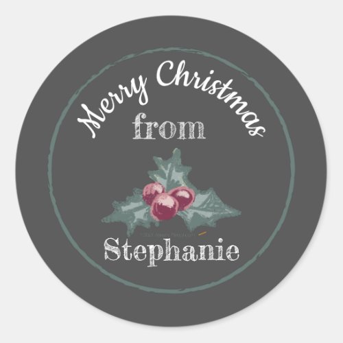 Chalk Art Holly Christmas From Baking Gift Jar Lid Classic Round Sticker