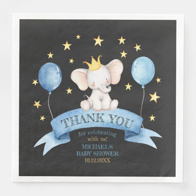 chalk baby elephant STARS BALLOONS Paper Dinner Napkins (Front)