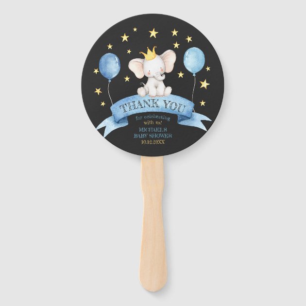 chalk baby elephant STARS BALLOONS two side Hand Fan
