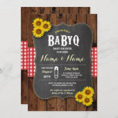 Chalk BaByQ BBQ Baby Shower Red Wood Invite (Front/Back)