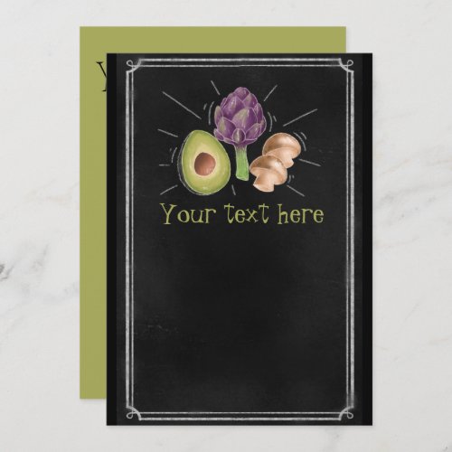 Chalk blackboard Avo and artichoke Veggies  Invitation