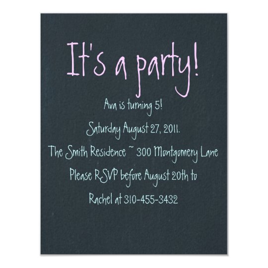 "Chalk Board" Customizable Party Invitation | Zazzle