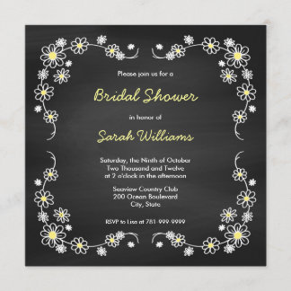 Chalk Board Daisy Bridal Shower Invitations