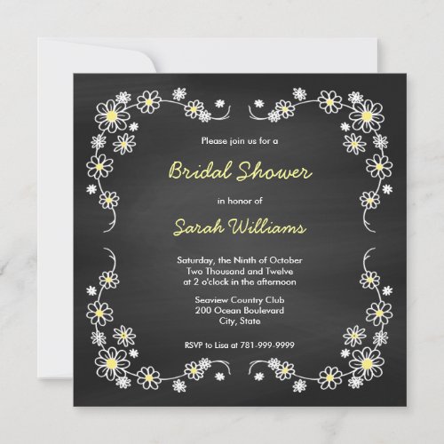Chalk Board Daisy Bridal Shower Invitations
