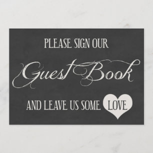 Chalk Board Hearts Wedding Guest Book Invitation