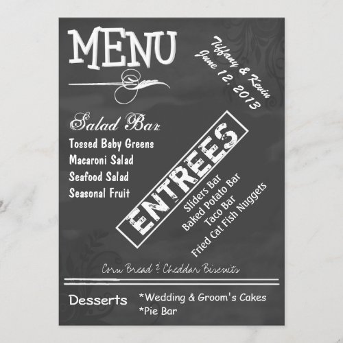 Chalk Board Look Custom Wedding Menu