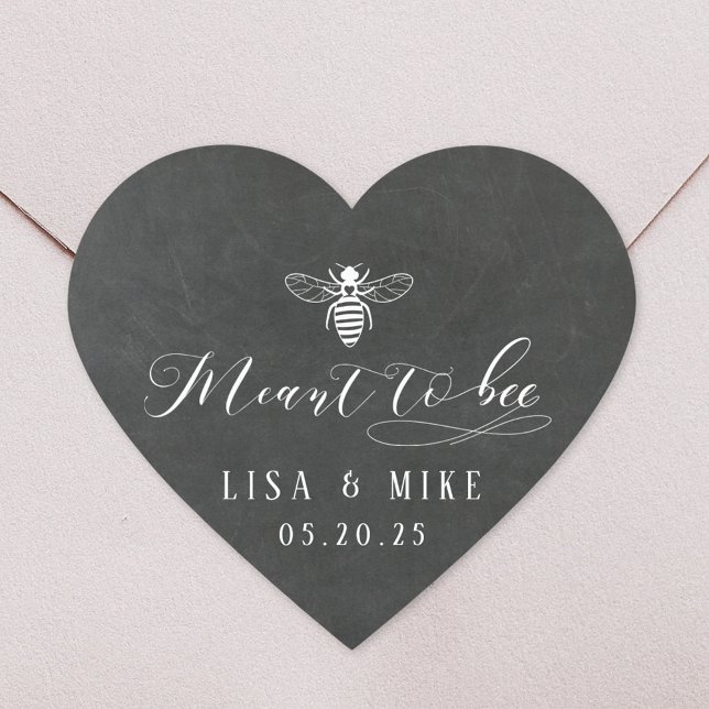 Chalk Board Meant to Bee Honey Wedding Favor Heart Sticker (Creator Uploaded)