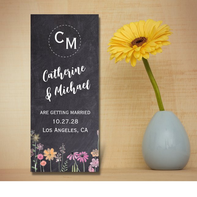 Chalk Board Modern Trendy  Floral Save The Date (Creator Uploaded)