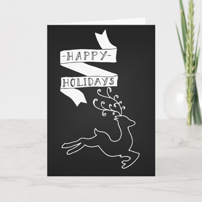Chalk Board Reindeer Holiday Card (Front)