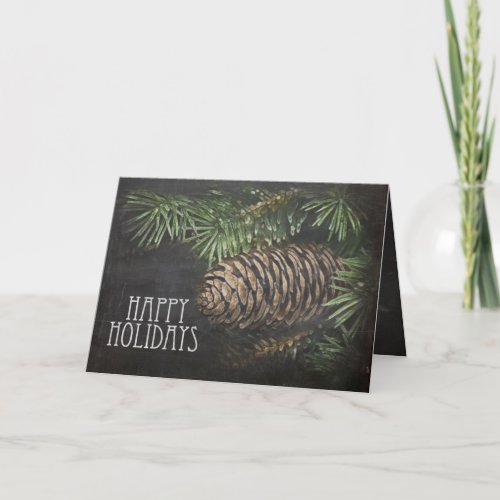 Chalk Board Rustic Pine Cone Holiday Card