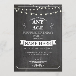 Chalk board Surprise Birthday Party ANY AGE Invite