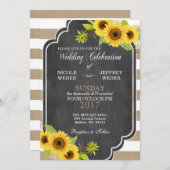 Chalk Burlap Floral Wedding Sunflower Invitation (Front/Back)