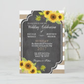Chalk Burlap Floral Wedding Sunflower Invitation (Standing Front)