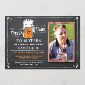 Chalk Cheers & Beers Birthday Party Photo Invite by WOWWOWMEOW at Zazzle