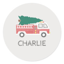 Chalk Classic Christmas Tree on a Firetruck