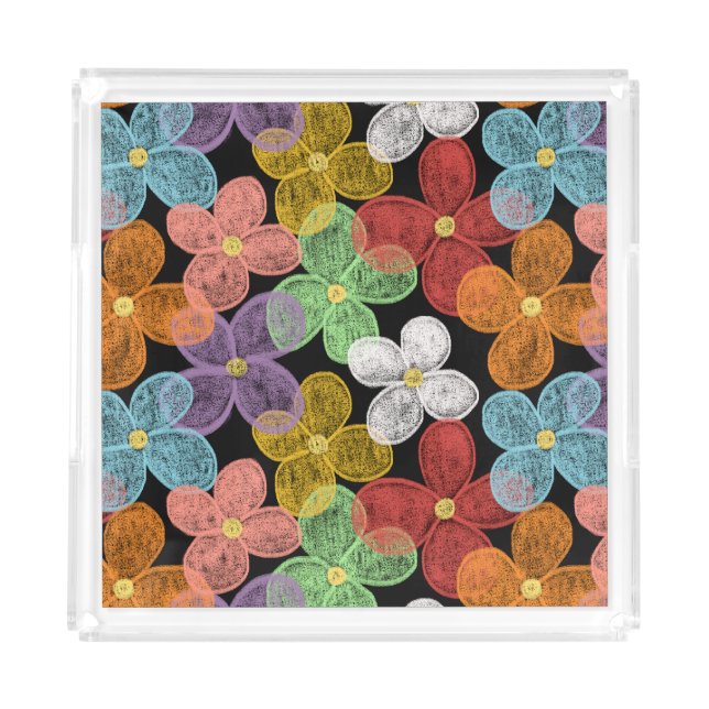 Chalk Daisies Acrylic Tray (Front)