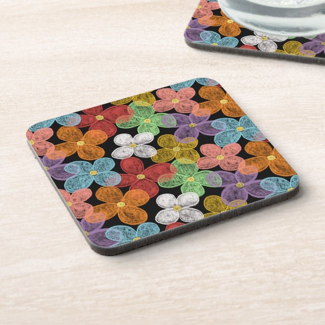 Chalk Daisies Beverage Coaster (Left Side)
