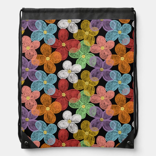 Chalk Daisies Drawstring Bag (Front)