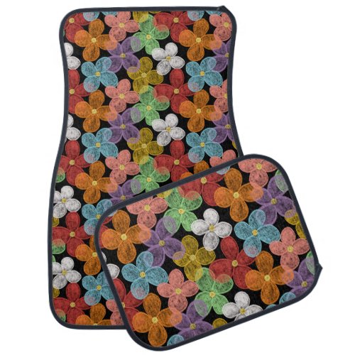 Chalk Daisies Pocket Folder Car Floor Mat