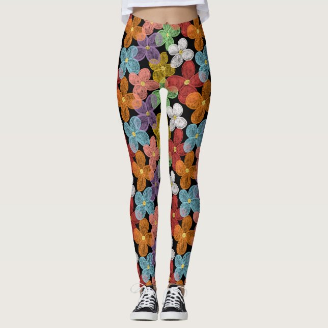 Chalk Daisies Pocket Folder Leggings (Front)