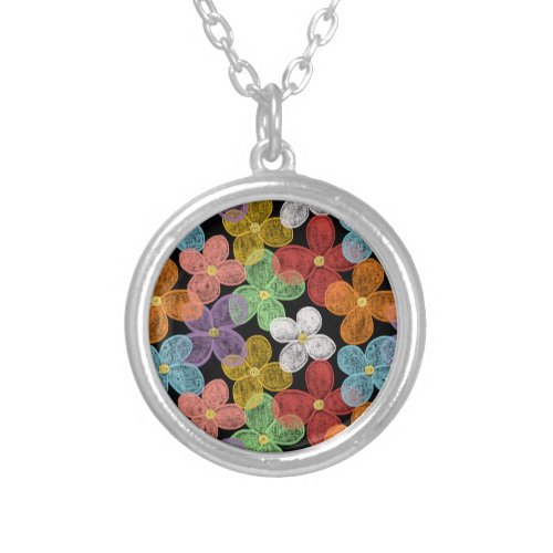 Chalk Daisies Silver Plated Necklace