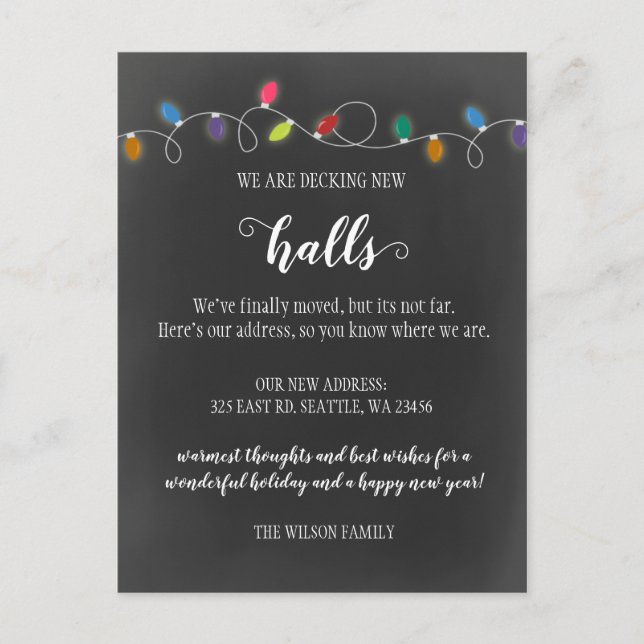 Chalk Decking The New Halls Moving Announcement Postcard (Front)