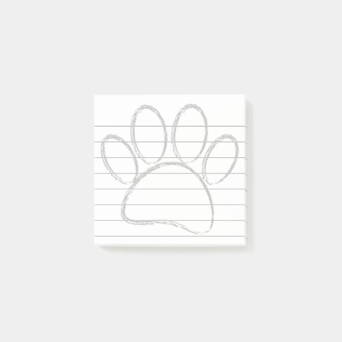 Chalk Dog Paw Tracks Lined 3x3 Post_it Notes
