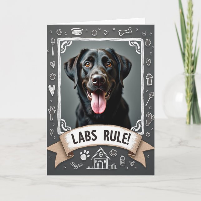 Chalk Dog Portrait Birthday Card (Front)