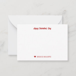 Chalk Doodle Red Heart Pattern Valentine's Day Note Card