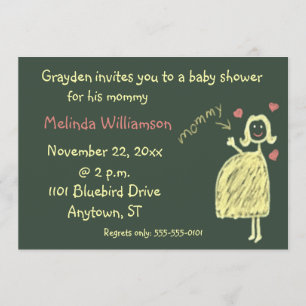 Chalk Drawing Baby Shower Invitation From Child