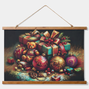 Chalk Drawing Christmas Bear Gift Candy Ornament Hanging Tapestry