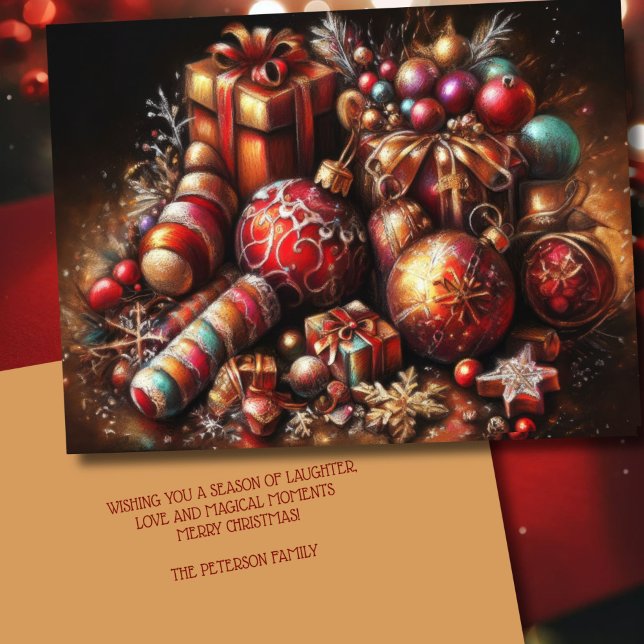 Chalk Drawing Christmas Gift Candy Ornament Holiday Card (Creator Uploaded)