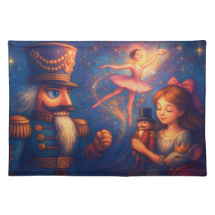 Chalk Drawing Cute Nutcracker Ballet Christmas Cloth Placemat