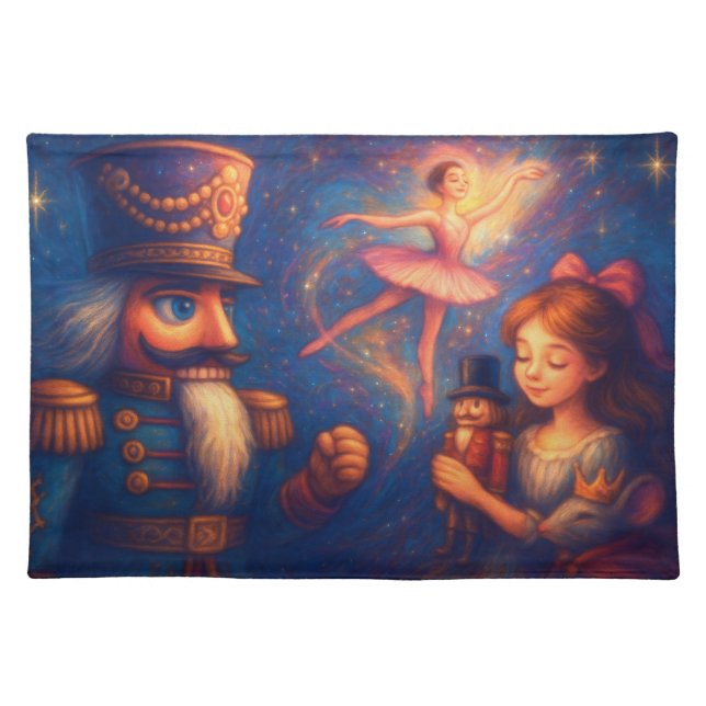 Chalk Drawing Cute Nutcracker Ballet Christmas Cloth Placemat (Front)