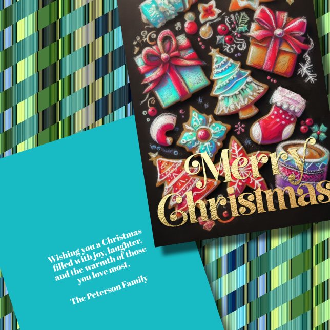 Chalk Drawing Decorated Christmas Cookies Brown Card (Creator Uploaded)