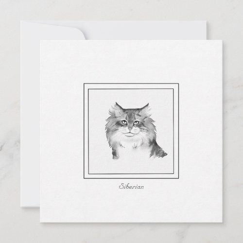 Chalk Drawing of a Siberian Cat Flat Note Card